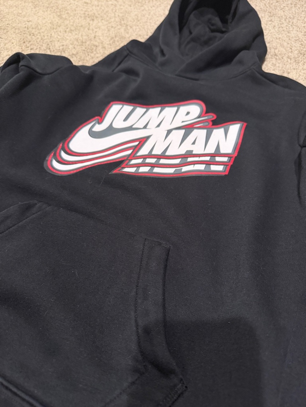 Jordan Black Hoodie with White and Red Jumpman Graphic